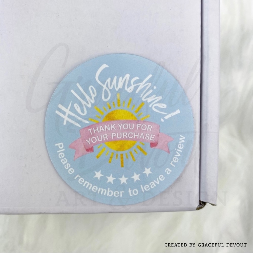 Hello Sunshine! - 2" (inches) Round (48ct.) Stickers - Picture 4 of 4